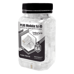 Bote con 100 Piezas de Plug Modular RJ45 Cat6A Chapado de Oro a 30 Micras para Durabilidad Extrema