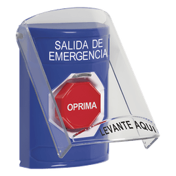Botón de Salida de Emergencia, Texto en Español, Tapa Protectora de Policarbonato Súper Resistente, Restablecimiento con Llave