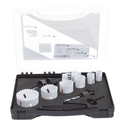 Kit de broca sierras (3/4 - 2 1/4 in) incluye 6 piezas de broca sierras, 2 adaptadores y resorte de expulsión.