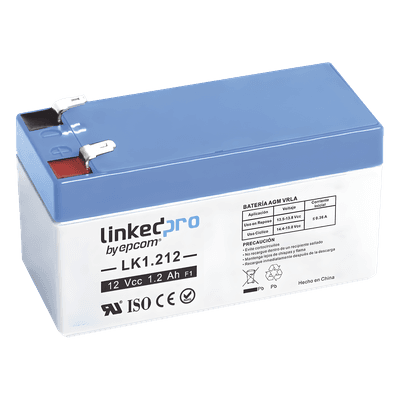 Batería de respaldo 12V | 1.2 Ah | AGM | Especial para seguridad electrónica | UPS | Sistemas de Emergencia  | Vida útil 5 años | Terminales F1  + Adaptador F2