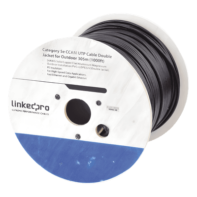 Cable UTP Cat6 / 305 m (1000 ft) / 23 AWG / CCA / Doble Forro PVC+LDPE / 250 MHz / Uso Intemperie / Sin Blindaje