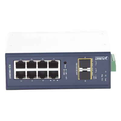 Switch Industrial Administrable Capa 2, 8 Puertos 10/100/1000T, 2 Puertos SFP 1G / 2.5 G BASE X