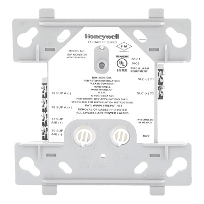 Módulo monitor direccionable de contacto simple para interruptores de flujo y estaciones manuales, lazo SLC
