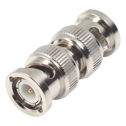 Adaptador tipo Barril para 75 Ohm, de Conector BNC Macho a BNC Macho, Niquel/ Oro/ Teflón.