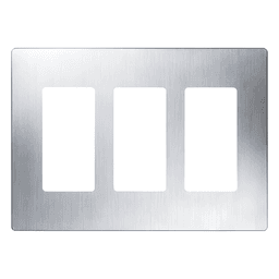 Placa de pared Claro de 3 espacios sin tornillos visibles, acabado en acero inoxidable, para atenuadores y controles Lutron Maestro, Diva, Skylark y control Pico