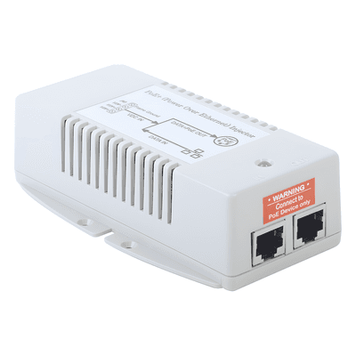 Inyector POE para Aplicación Solar, Entrada 18-36 Vcc, Salida en 56 Vcc, 802.3 af/at, 10/100/1000 Mbps, Hasta 35 Watts