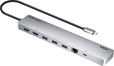 Dock Multipuerto USB-C | 11 en 1 | 8K Single o Dual 4K | PD 100W | USB 3.2 Gen 1 | Ethernet Gigabit | SD MicroSD | Aluminio