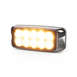LUZ DE ADVERTENCIA DE 5X2" 10 LED, ÁMBAR/CLARO, BISEL CROMADO, LENTE TRANSPARENTE