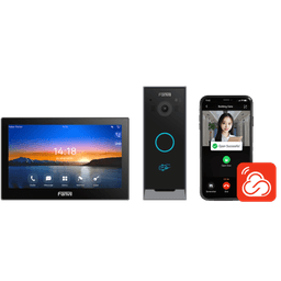 Kit Videoportero IP / Estación Interior i504W + Frente de Calle i60 / Pantalla Táctil 7" HD / Videollamadas H.264/H.265 / Wi-Fi Dual Band / PoE / App Fanvil Link / ONVIF / 10,000 Tarjetas RFID
