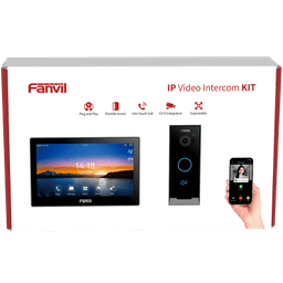 Kit Videoportero IP / Estación Interior i504W + Frente de Calle i60 / Pantalla Táctil 7" HD / Videollamadas H.264/H.265 / Wi-Fi Dual Band / PoE / App Fanvil Link / ONVIF / 10,000 Tarjetas RFID