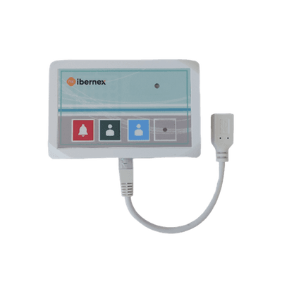 Terminal de Cama Inalámbrico / Botón de Alarma Presencia y Médico / IP54 / Material ABS Antibacteriano / RF 433MHz / 400 metros Distancia Transmisión (linea de vista)/ Alimentación 2xAAA / Protocolo POCSAG