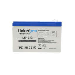 Batería 12 V / 12 Ah / UL / Tecnología AGM / Vida útil promedio de 5 años / Uso en equipo electrónico / Intrusión / Incendio/ Control de acceso / Video Vigilancia / Terminales F1 ( Incluye adaptador F2 )
