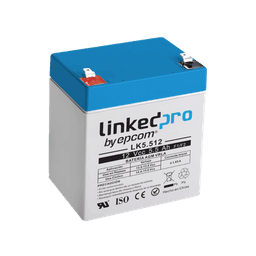Batería 12 V / 5.5 Ah / UL / Vida útil promedio 5 años / Tecnología AGM / Para uso en equipo electrónico, Alarmas de Intrusión / Incendio/ Control de acceso / Video Vigilancia / Terminales F1 ( Incluye adaptador F