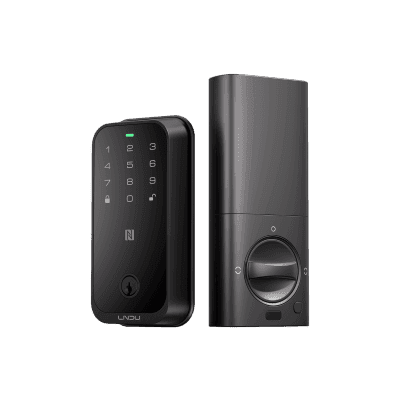 Cerradura Inteligente con Huella Digital LNDU HK01W / WiFi Integrado / Compatible Apple HomeKit / Teclado Táctil / 8 Baterías AA / Escaneo iPhone-Apple Watch-Fob / Bloqueo Manual y Automático / Exterior IP54