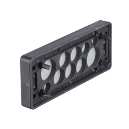 Pasacable de 10 Orificios de Marco Rectangular, IP65, 4.41" X 1.42", para Cables no Terminados, Color Negro.