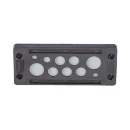 Pasacable de 10 Orificios de Marco Rectangular, IP65, 4.41" X 1.42", para Cables no Terminados, Color Negro.