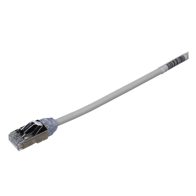 Patch Cord Cat6A, Diametro Reducido 28 AWG, Blindado S/FTP, CM/LS0H, 2 m, Color Gris