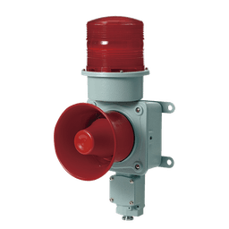 Combinación de baliza LED color roja con sirena electrónica para aplicaciones de la industria pesada  máx.120 dB a 120 VCA