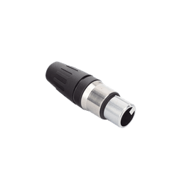 CONECTOR MACHO XLR DE 3 NÚCLEOS CON CARCASA DE ACERO INOXIDABLE Y CONTACTOS CHAPADOS EN ORO