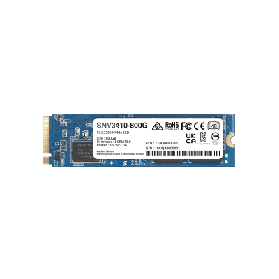 SSD NVMe M.2 SNV3410/3510 | SSD 400GB | Alto Rendimiento 400000 IOPS Lectura | 70000 IOPS Escritura | Resistencia 1022 TBW | Protección de Datos Integral | Análisis de Vida Útil | Diseñada para Sistemas Synology | Garant&ia