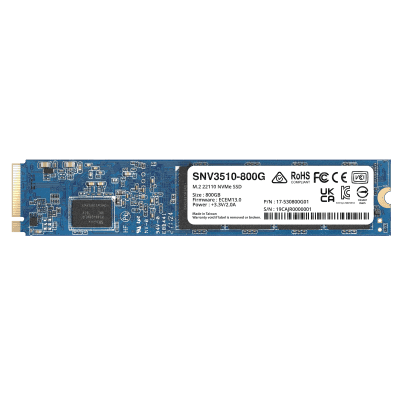 SSD NVMe M.2 SNV3410/3510 | SSD 800GB | Alto Rendimiento 400000 IOPS Lectura | 70000 IOPS Escritura | Resistencia 1022 TBW | Protección de Datos Integral | Análisis de Vida Útil | Diseñada para Sistemas Synology | Garant&iacute