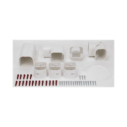 Kit de Canaletas Para la Organización de Tuberías y Cables Eléctricos en Instalaciones de Aire Acondicionado, Uso en Interiores y Exteriores, PVC Rígido, Ideal Para Minisplit, Contenido de Kit (11 Piezas), (3000-00000)
