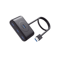 HUB USB-A 3.0 4 en 1 | 4 Puertos USB-A 3.0 (5Gbps) | Entrada USB-C (PD 5V2A) | Cable de 1 Metro | Indicador Led | Ideal para Transferencia de Datos | Entrada USB-C para alimentar equipos de mayor consumo | Color Negro.