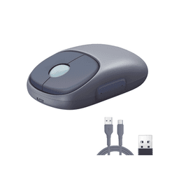 Mouse Inalámbrico FUN | Recargable| 2.4G & Bluetooth | 4 Niveles de DPI | Silencioso | Ergonómico | 5 Botones | Compatible con Windows, macOS 10.5, Android iOS Linux y Chrome OS | Color Azul.