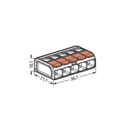 Conector de empalme compacto para todo tipo de conductores transparente para 5 conductores.