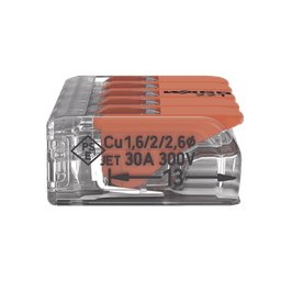 Conector de empalme compacto para todo tipo de conductores transparente para 5 conductores.