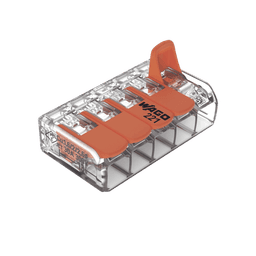 Conector de empalme compacto para todo tipo de conductores transparente para 5 conductores.