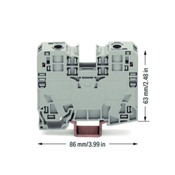 Borna de Paso / 2 Conductores / 35 mm² / POWER CAGE CLAMP / Montaje en Carril DIN 35 x 15 / Poliamida (PA66) / Gris / Tensión 1000 V / Corriente 125 A